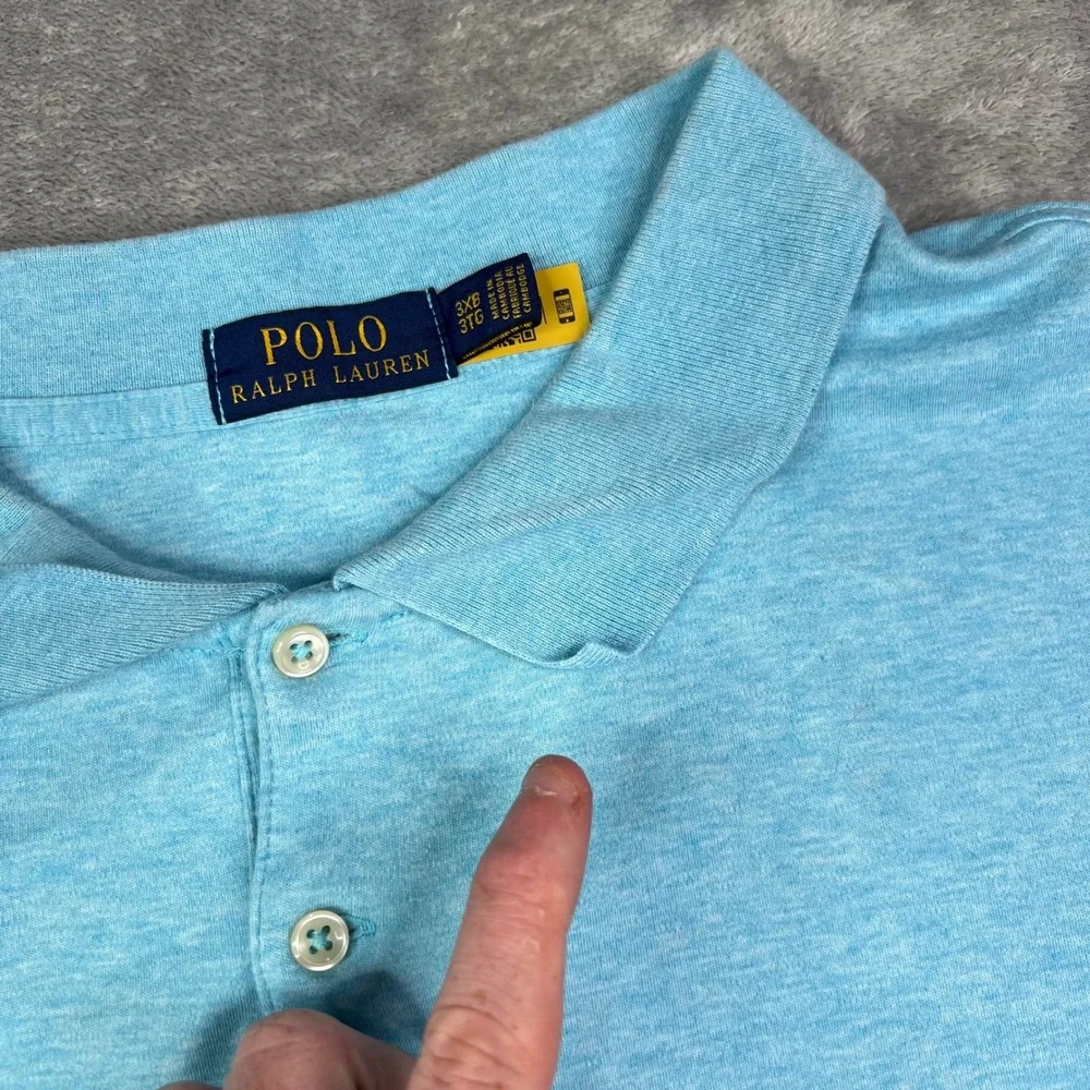 Polo Ralph Lauren Polo Shirt Men 3XB Blue Heathered Flesh Pony Short Sleeve Knit